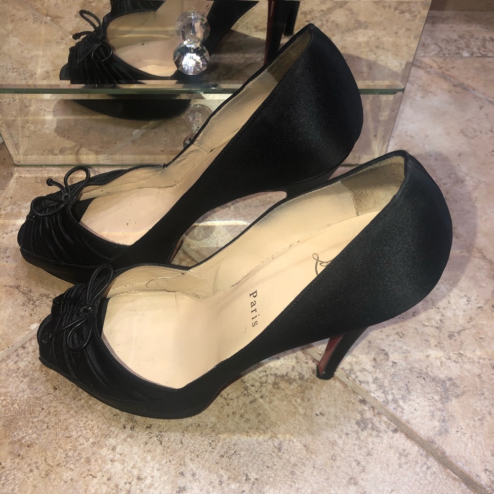 Christian Louboutin Black Satin Heel